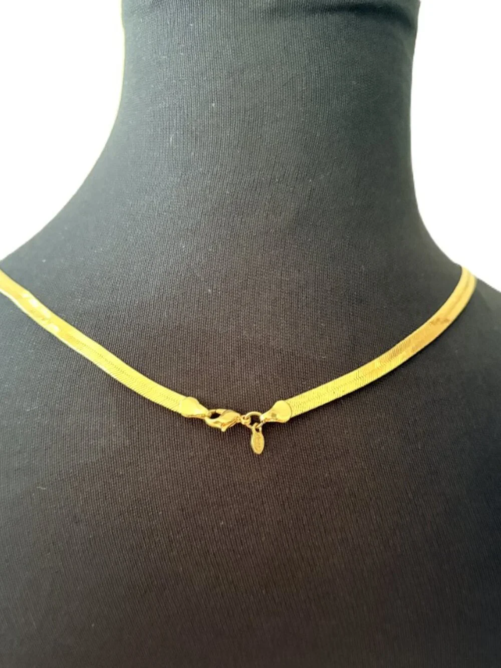 Vintage Signed Napier Gold-Tone Herringbone Flat Link Chain 30” Necklace
